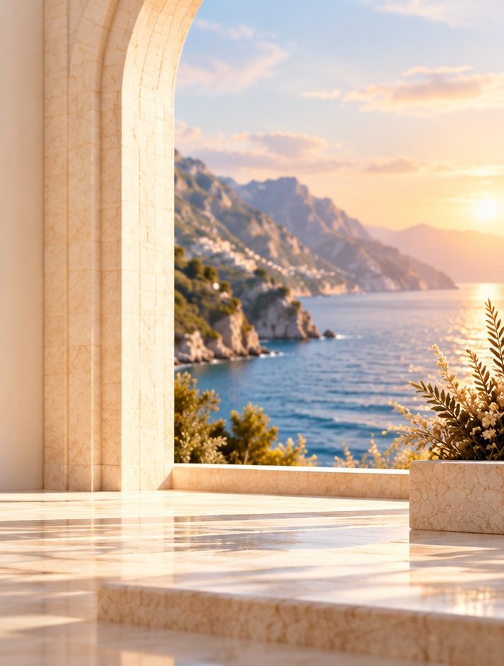 A marble terrace above the coast